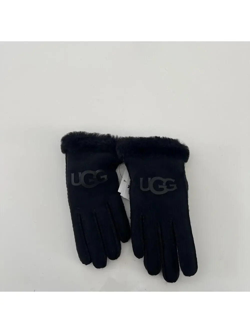 UGG  Womens Black Water Resistant Sheepskin Logo Gloves Size M